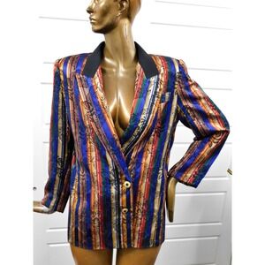 Criscione Vintage USA Multicolored Striped Blazer Jacket sz M